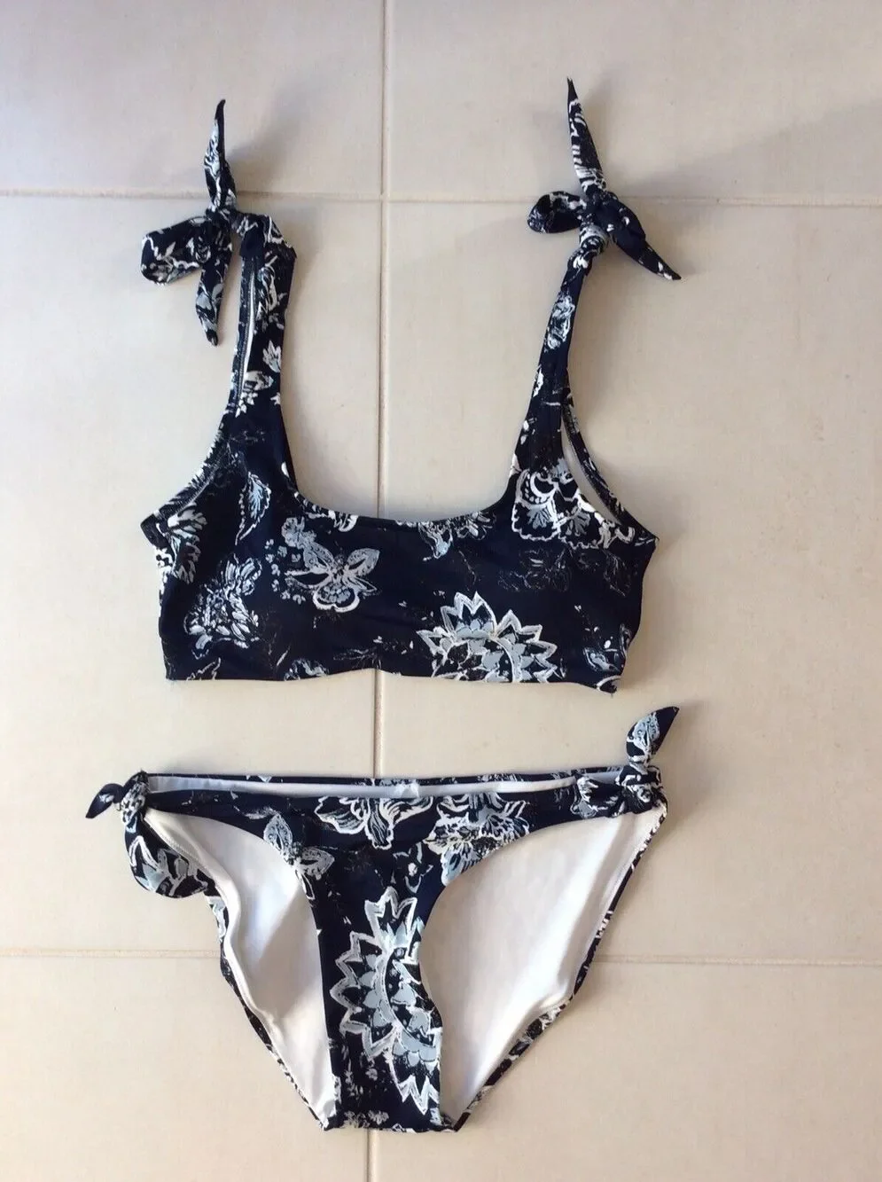 Cotton On Body Swim Side Tie Bikini Multicolor Floral Print Padded